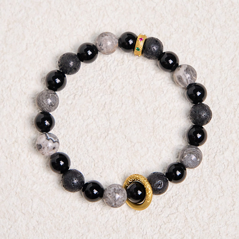 Nimara Ritual Lava Rock Black Onyx Picasso Jasper Healing Bracelet