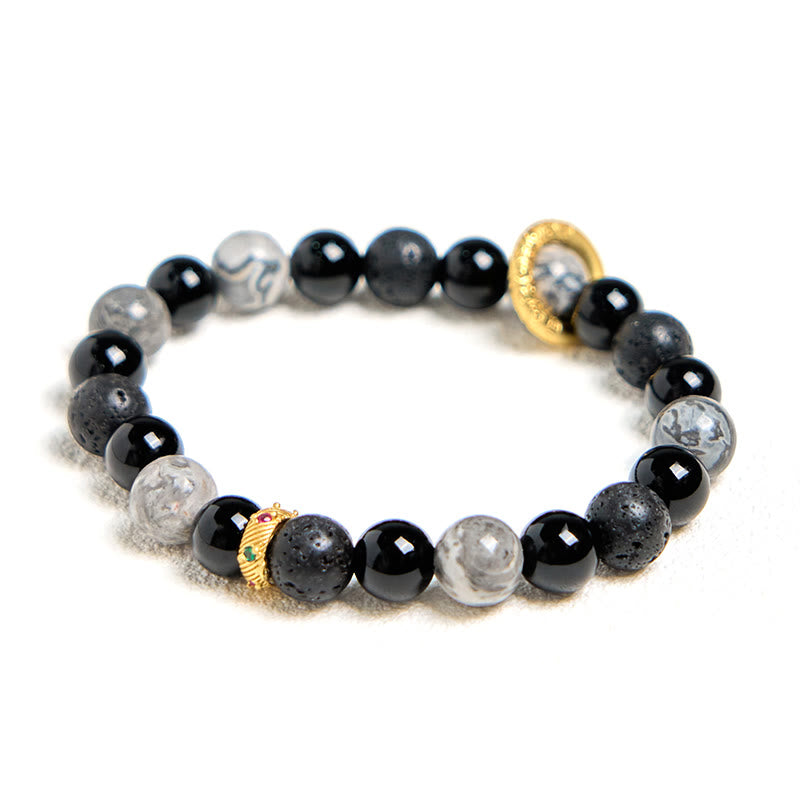 Nimara Ritual Lava Rock Black Onyx Picasso Jasper Healing Bracelet