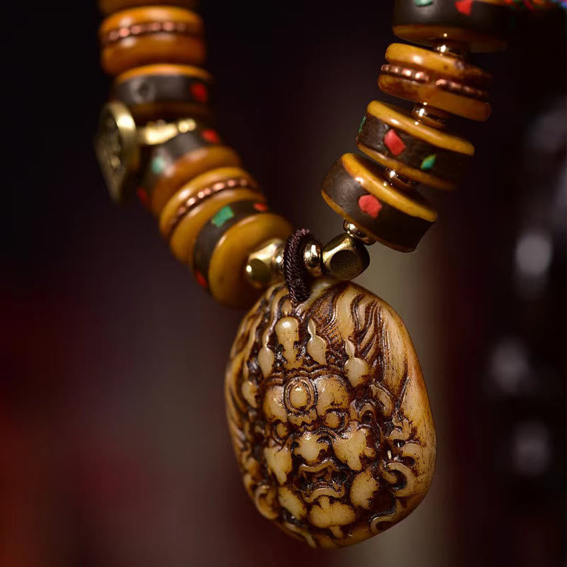 Nimara Ritual Tibetan Camel Bone Dice Tassel Protection Bracelet