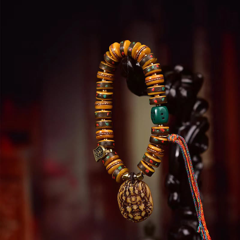 Nimara Ritual Tibetan Camel Bone Dice Tassel Protection Bracelet