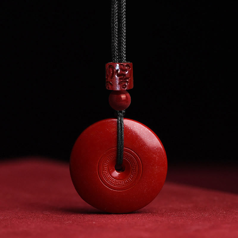 Nimara Ritual Natural Cinnabar Lotus Peace Buckle Blessing Necklace String Pendant