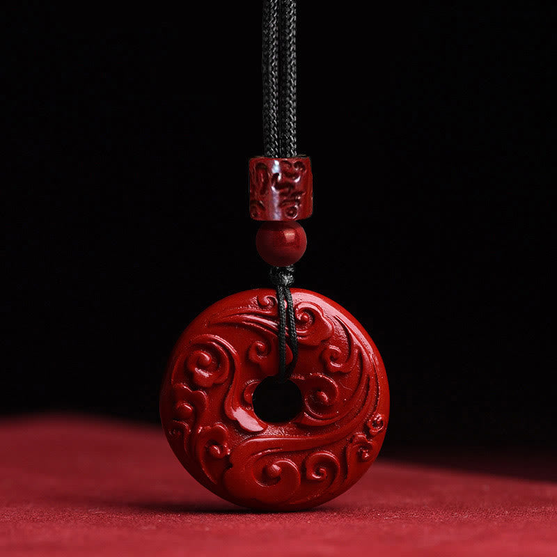 Nimara Ritual Natural Cinnabar Lotus Peace Buckle Blessing Necklace String Pendant