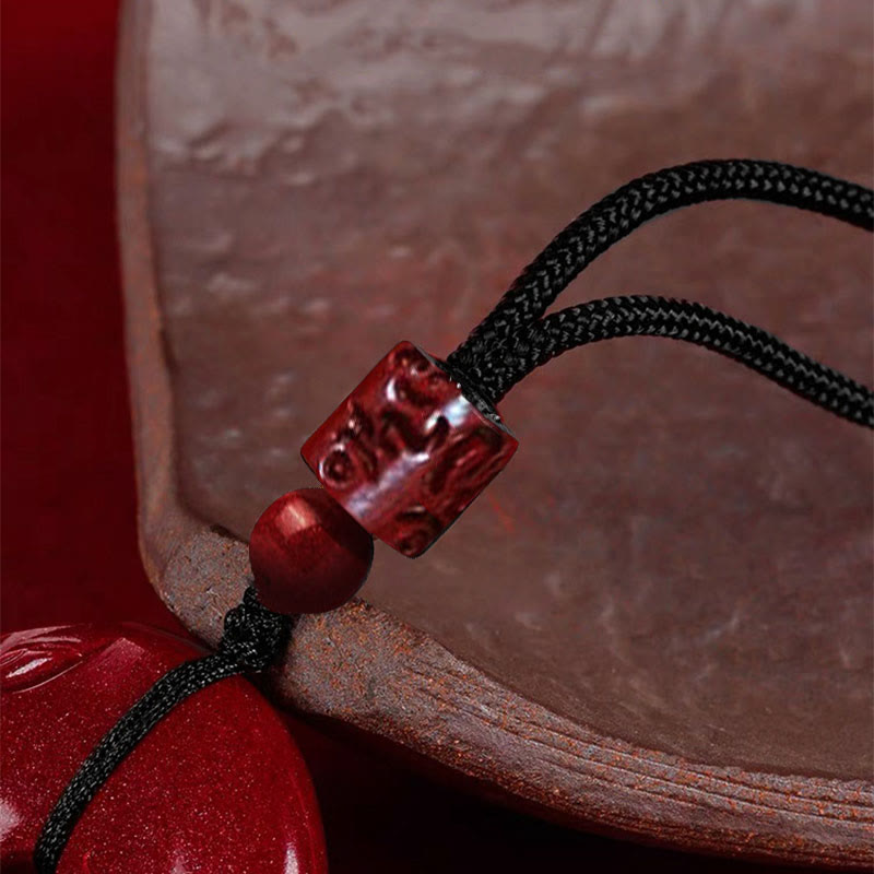 Nimara Ritual Natural Cinnabar Lotus Peace Buckle Blessing Necklace String Pendant