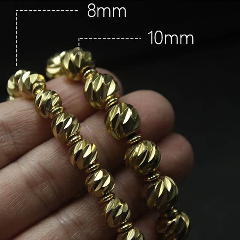 Nimara Ritual Vintage Distressed Knife Carving Pattern Copper Brass Beads Wealth Bracelet