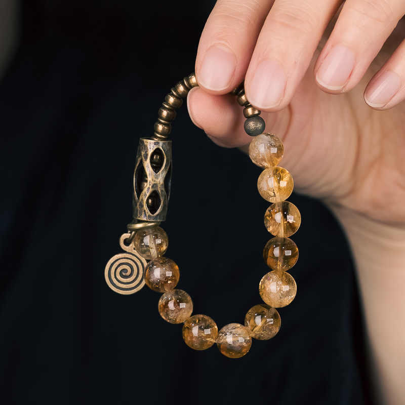Nimara Ritual Daily Retro 10mm Citrine Beads Protection Bracelet