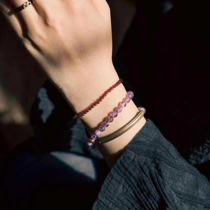 Nimara Ritual Retro 6mm Amethyst 4mm Garnet Multilayer Balance Bracelet