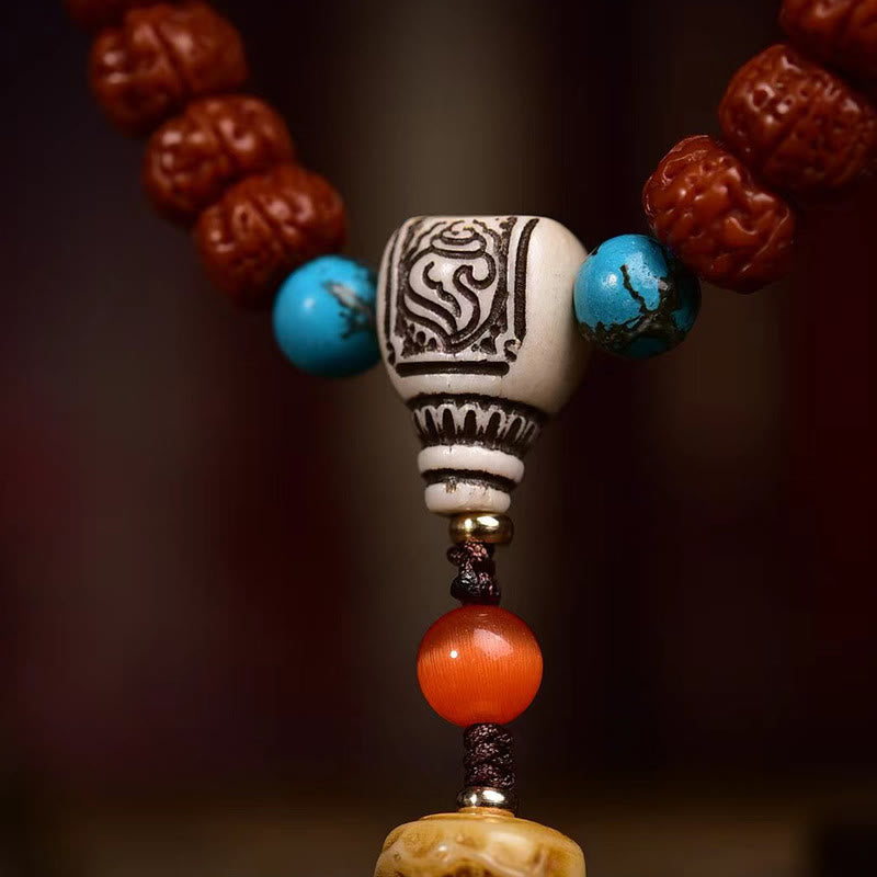 Nimara Ritual 108 Beads Rudraksha Bodhi Seed Wealth Tassel Mala