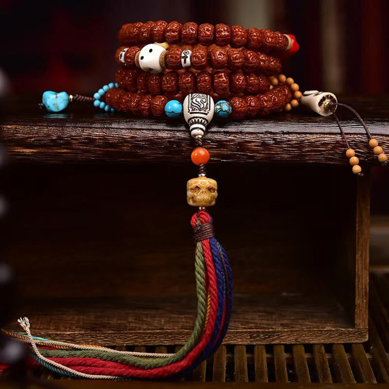 Nimara Ritual 108 Beads Rudraksha Bodhi Seed Wealth Tassel Mala