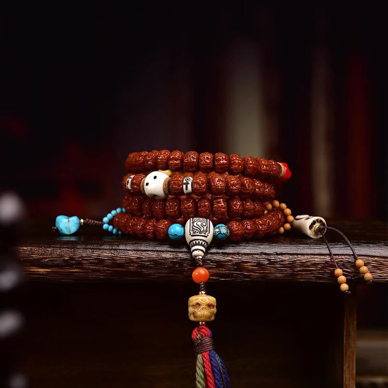 Nimara Ritual 108 Beads Rudraksha Bodhi Seed Wealth Tassel Mala