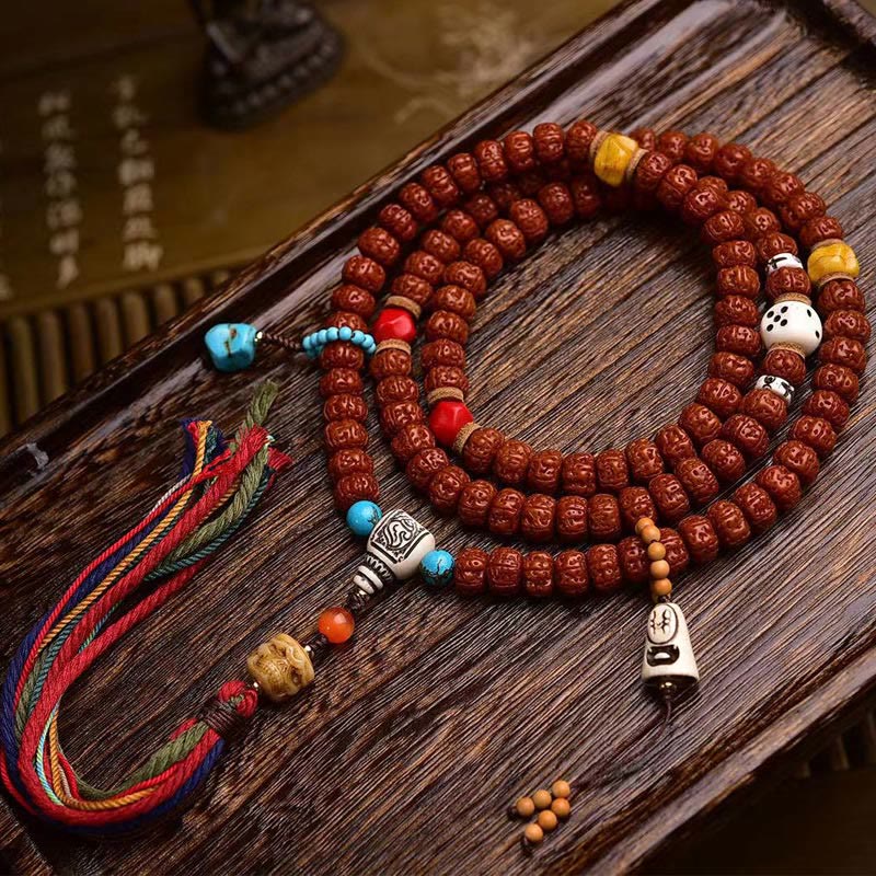 Nimara Ritual 108 Beads Rudraksha Bodhi Seed Wealth Tassel Mala