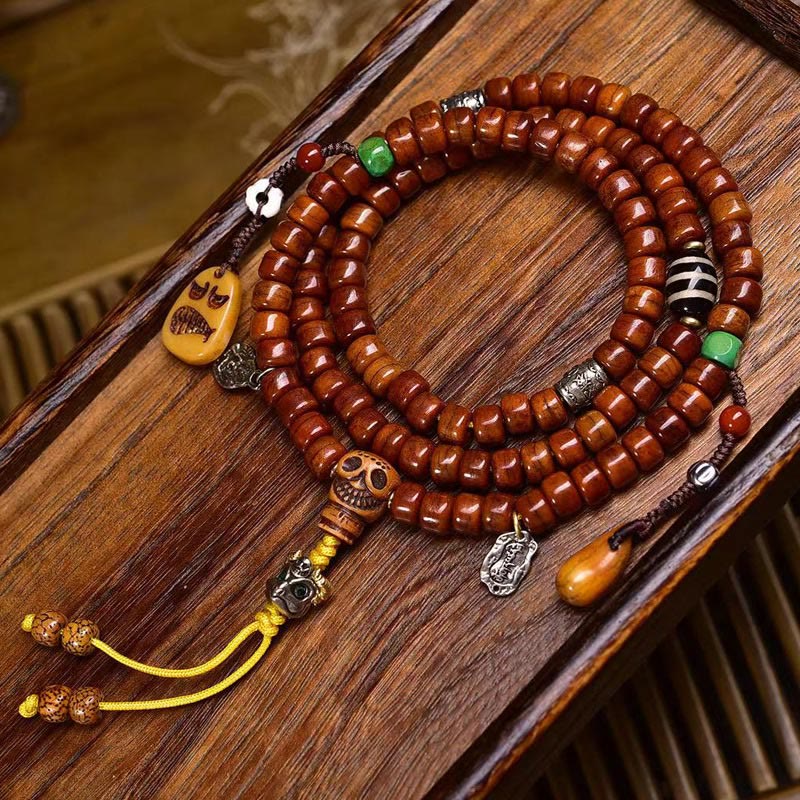 Nimara Ritual Tibet 108 Beads Bone Beads Dzi Bead Strength Mala