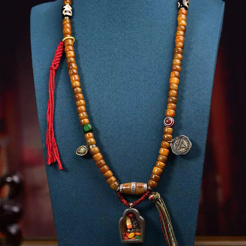 Nimara Ritual Tibetan 108 Beads Camel Bone Luck Tassel Mala