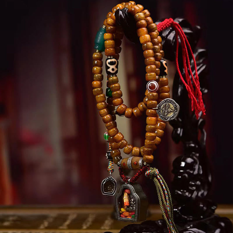 Nimara Ritual Tibetan 108 Beads Camel Bone Luck Tassel Mala