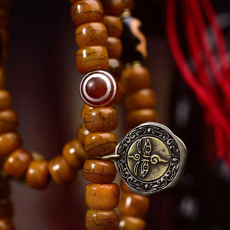 Nimara Ritual Tibetan 108 Beads Camel Bone Luck Tassel Mala