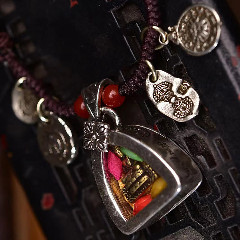 Nimara Ritual Tibetan Medicine Buddha Compassion Braided Rope Necklace Pendant