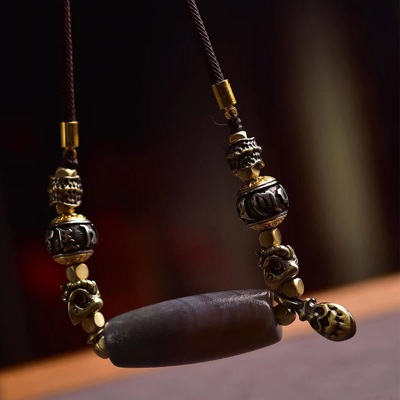 Nimara Ritual Tibet Dzi Bead Om Mani Padme Hum Protection Necklace Pendant