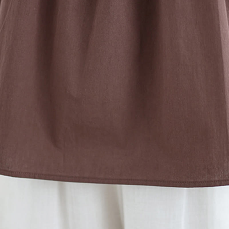 Nimara Ritual Summer Artistic Solid Color Pleated Crew Neck Design Women's Cotton Linen Vest