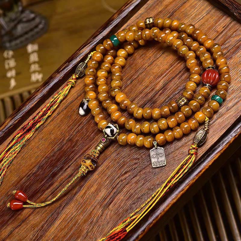 Nimara Ritual Tibetan 108 Beads Bone Beads Dzi Bead Keep Away Evil Spirits Mala