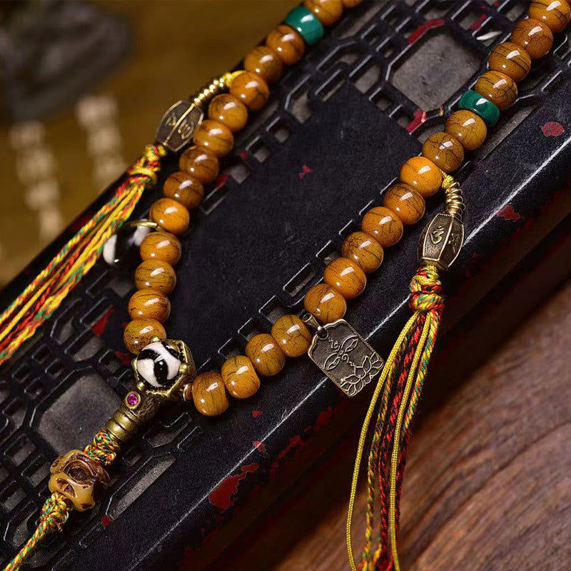 Nimara Ritual Tibetan 108 Beads Bone Beads Dzi Bead Keep Away Evil Spirits Mala