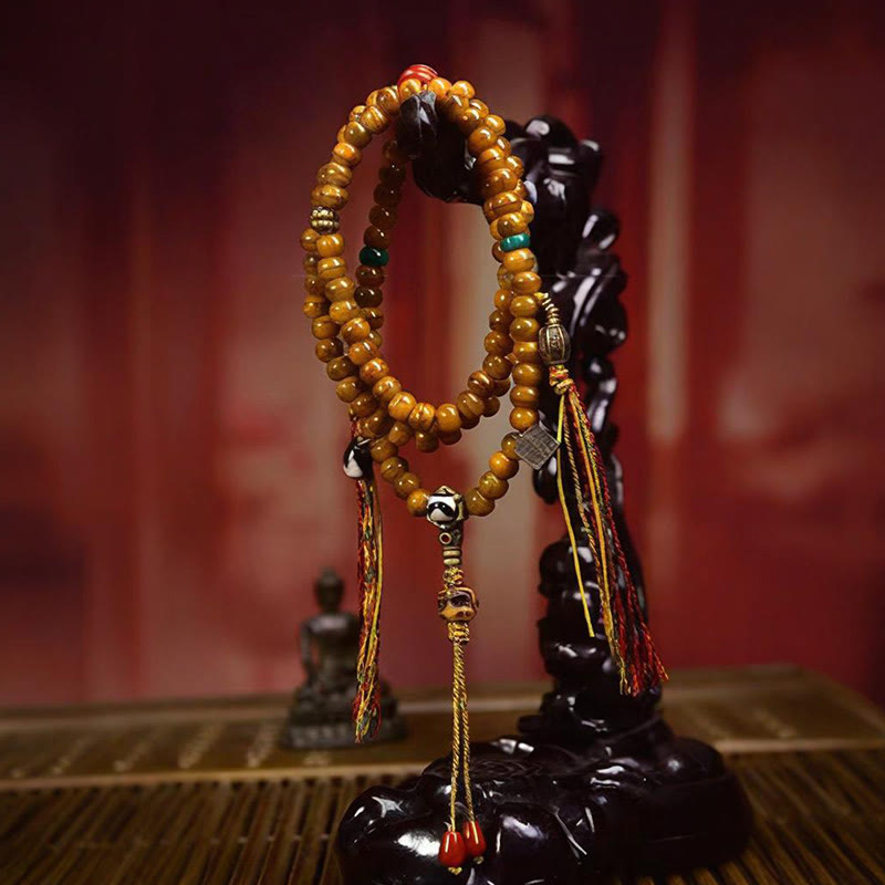 Nimara Ritual Tibetan 108 Beads Bone Beads Dzi Bead Keep Away Evil Spirits Mala