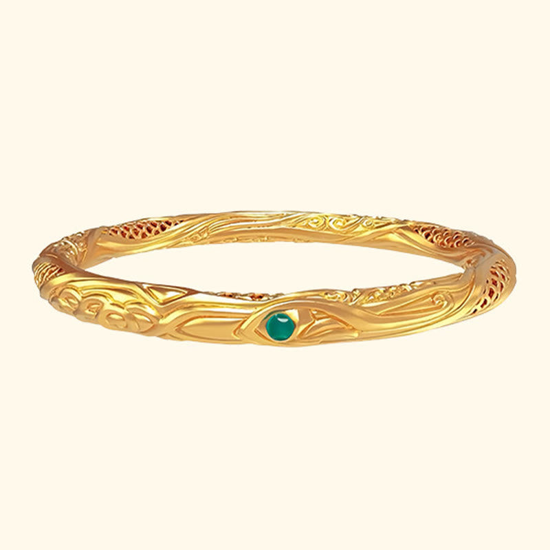 Nimara Ritual 999 Sterling Silver Golden Flower Hollow Design Blessing Bracelet Bangle