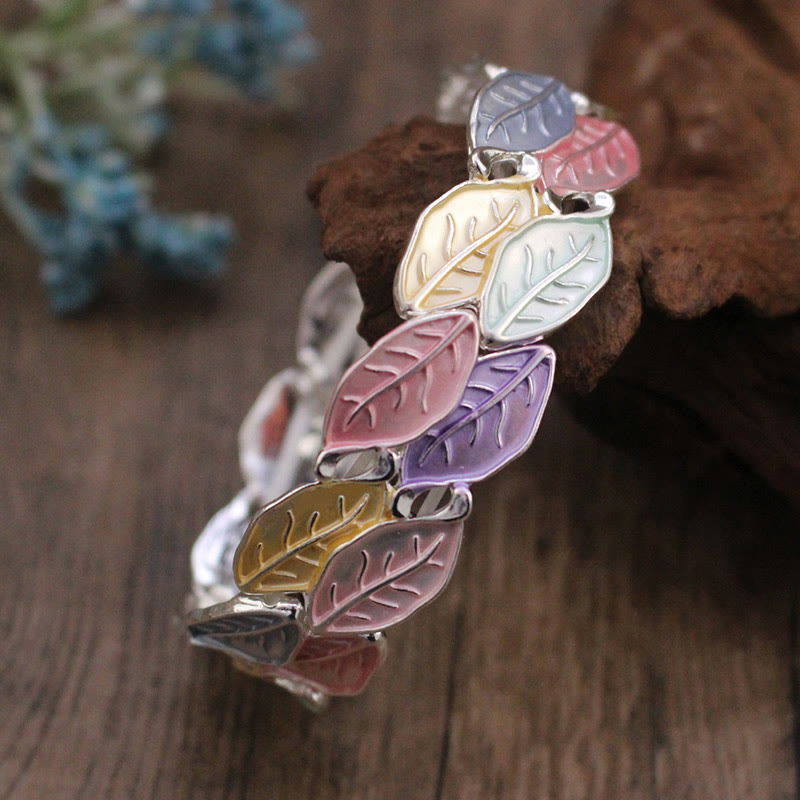Nimara Ritual Colorful Leaves Alloy Luck Elastic Bracelet Bangle