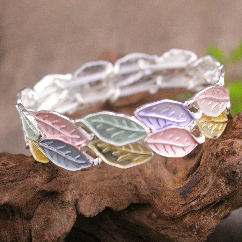 Nimara Ritual Colorful Leaves Alloy Luck Elastic Bracelet Bangle