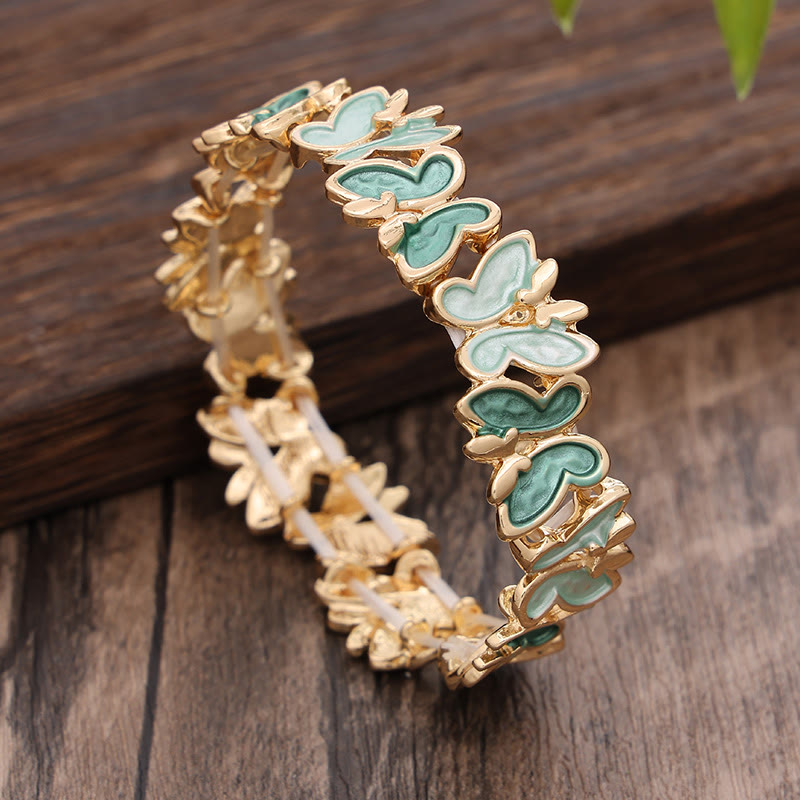 Nimara Ritual Colorful Butterfly Freedom Alloy Elastic Bracelet Bangle