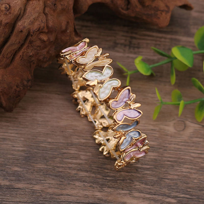 Nimara Ritual Colorful Butterfly Freedom Alloy Elastic Bracelet Bangle
