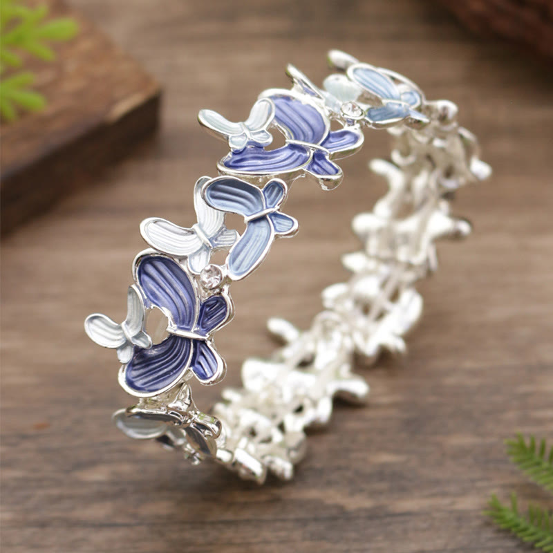 Nimara Ritual Colorful Butterfly Love Alloy Elastic Bracelet Bangle