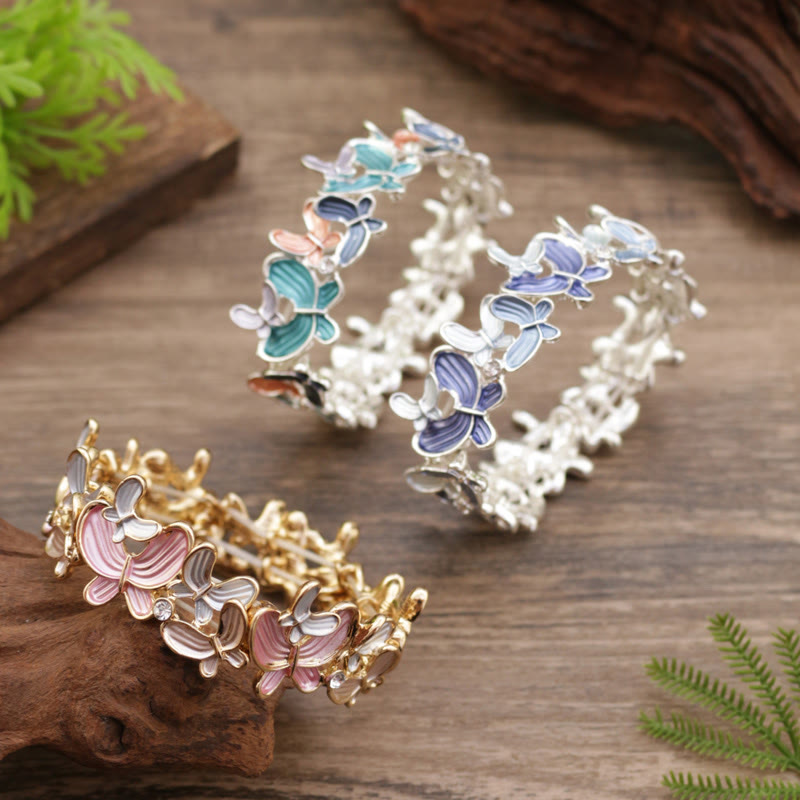 Nimara Ritual Colorful Butterfly Love Alloy Elastic Bracelet Bangle