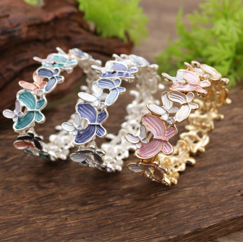 Nimara Ritual Colorful Butterfly Love Alloy Elastic Bracelet Bangle