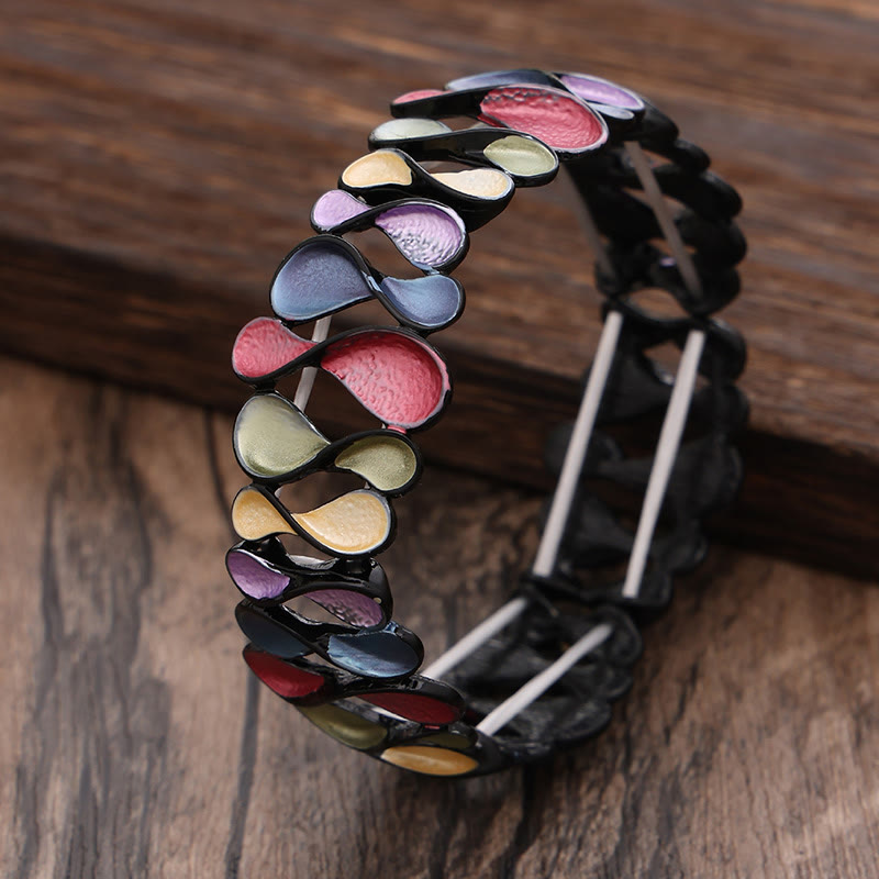 Nimara Ritual Colorful Geometric Hollow 8-shaped Alloy Healing Elastic Bracelet Bangle