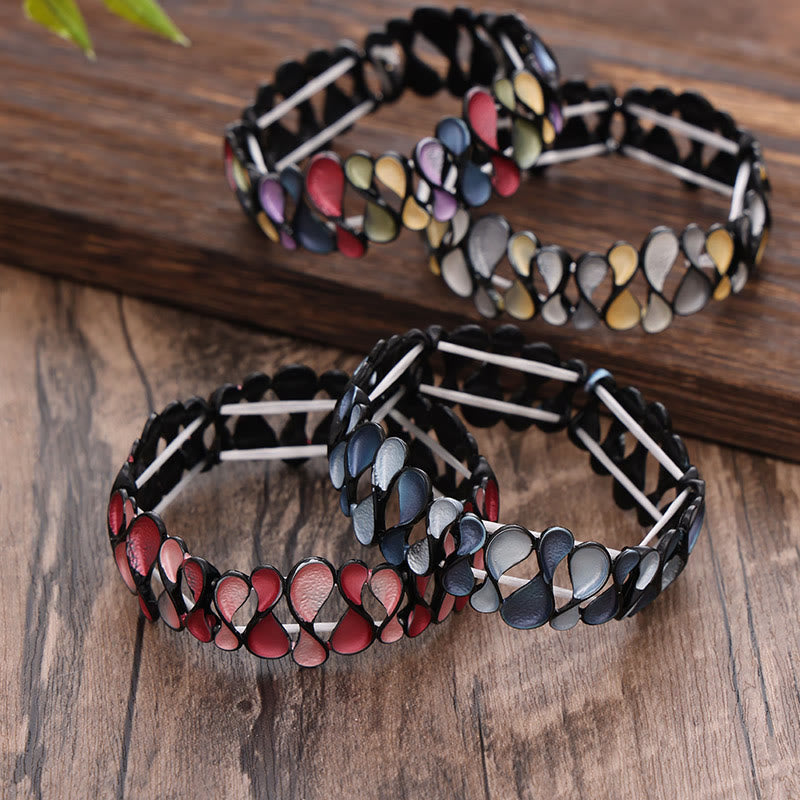 Nimara Ritual Colorful Geometric Hollow 8-shaped Alloy Healing Elastic Bracelet Bangle