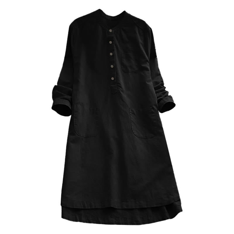 Nimara Ritual Solid Buttons Long Sleeve Women's Shirt With Pockets