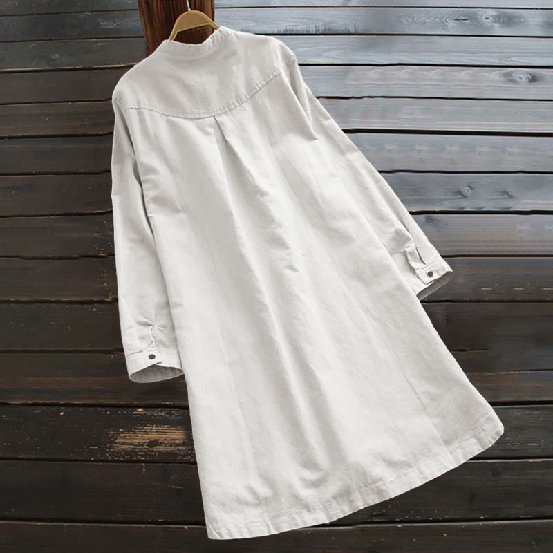 Nimara Ritual Solid Buttons Long Sleeve Women's Shirt With Pockets