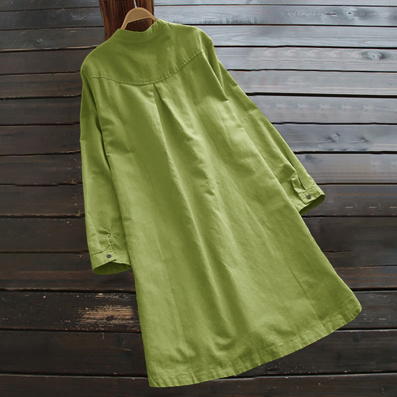 Nimara Ritual Solid Buttons Long Sleeve Women's Shirt With Pockets