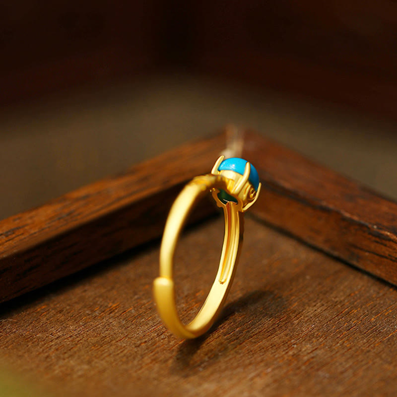Nimara Ritual Simple Design Turquoise Protection Copper Adjustable Ring