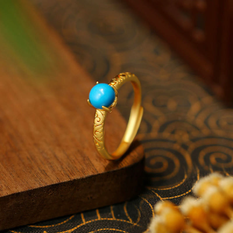 Nimara Ritual Simple Design Turquoise Protection Copper Adjustable Ring