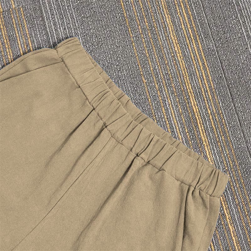 Nimara Ritual Casual Pure Color Hollow Button Cuff Design Women's Cotton Linen Pants With Pockets