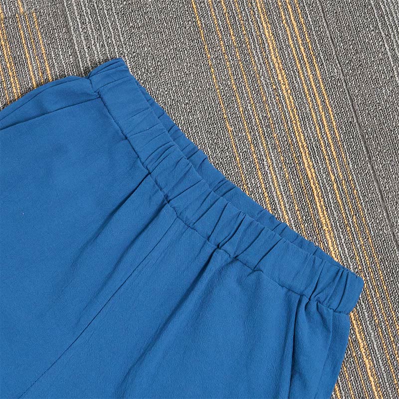 Nimara Ritual Casual Pure Color Hollow Button Cuff Design Women's Cotton Linen Pants With Pockets