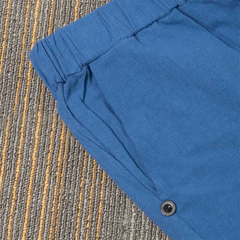 Nimara Ritual Casual Pure Color Hollow Button Cuff Design Women's Cotton Linen Pants With Pockets