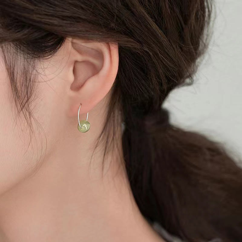 Nimara Ritual 925 Sterling Silver Hetian Jade Bead Luck Earrings