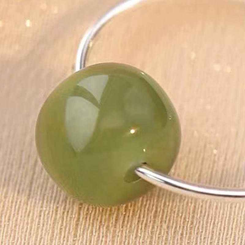 Nimara Ritual 925 Sterling Silver Hetian Jade Bead Luck Earrings