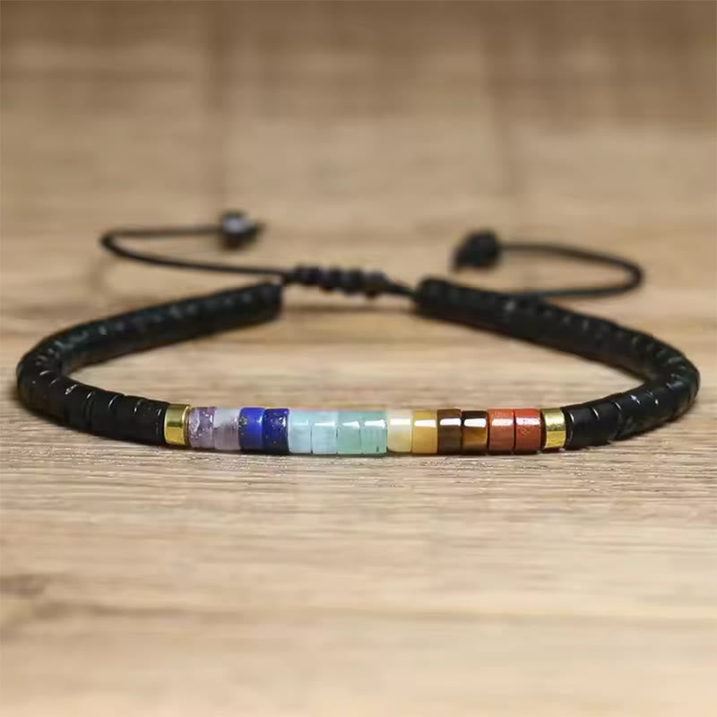 Nimara Ritual Natural White Crystal Black Onyx Clarity Spacer Bead Bracelet