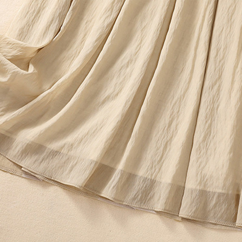 Nimara Ritual Casual Contrasting Color Pleated Lace-Up Design Women's 7-8 Length Skirt