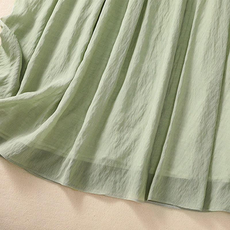 Nimara Ritual Casual Contrasting Color Pleated Lace-Up Design Women's 7-8 Length Skirt