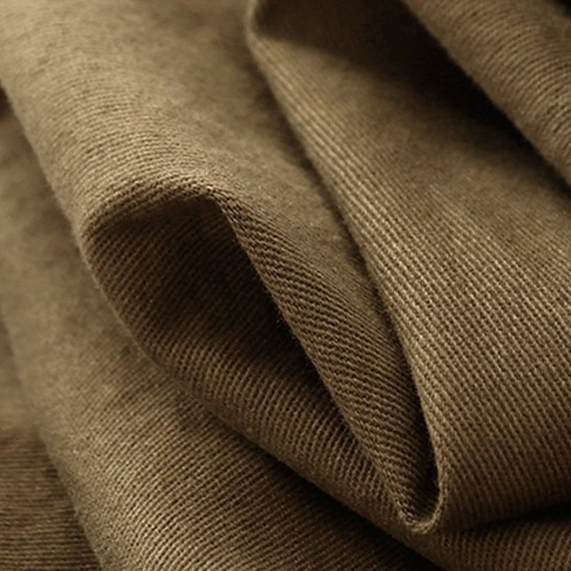 Nimara Ritual Vintage Plain Drawstring Button Design Slide Slite Women's Cotton Linen 7-8 Length Skirt With Pockets