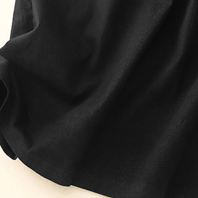 Nimara Ritual Vintage Plain Drawstring Button Design Slide Slite Women's Cotton Linen 7-8 Length Skirt With Pockets
