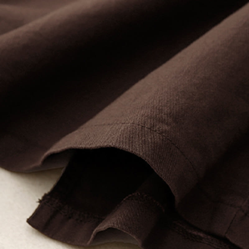 Nimara Ritual Vintage Plain Drawstring Button Design Slide Slite Women's Cotton Linen 7-8 Length Skirt With Pockets